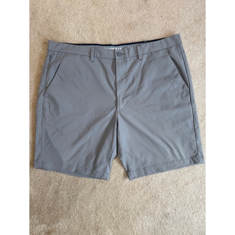 St Johns Bay Men's 40 Gray Performance Golf Shorts Stretch Flat Front 9"